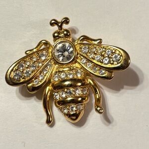 Vintage Swarovski Signed Gold Tone Bee Brooch Pin